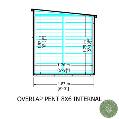 Shire 8x6 Overlap Single Door Pent Shed OVEP0806DOL-1AA