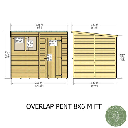 Shire 8x6 Overlap Single Door Pent Shed OVEP0806DOL-1AA