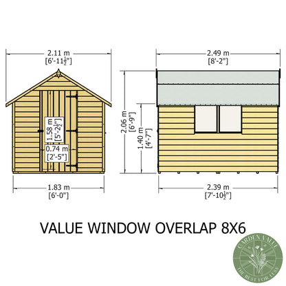Shire 8x6 Overlap Single Door Shed with Window OVEW0806DOL-1AA