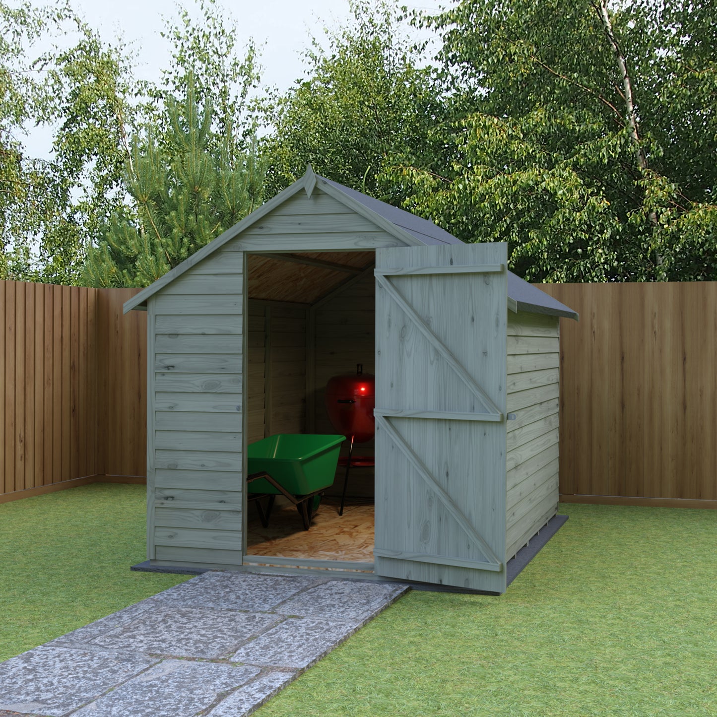 Shire 8x6 Single Door Overlap Pressure Treated Shed OVEV0806POL-1AA