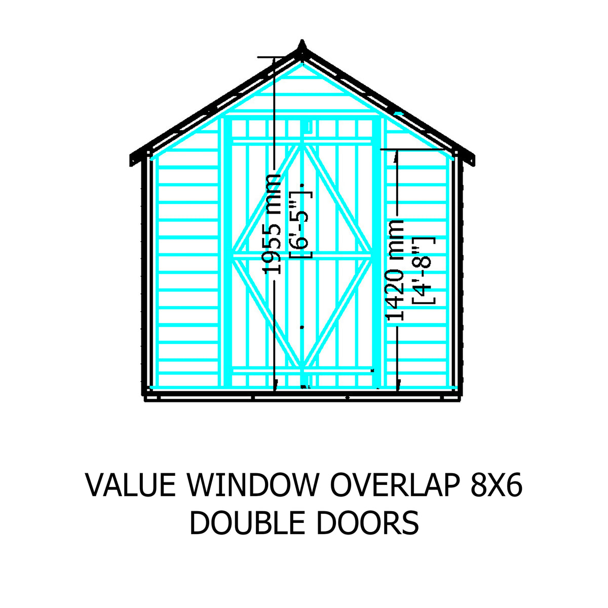 Shire 8x6 Single Door Overlap Pressure Treated Shed with Window OVSW0806POL-1AA
