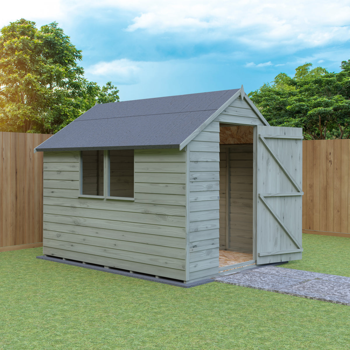 Shire 8x6 Single Door Overlap Pressure Treated Shed with Window OVSW0806POL-1AA