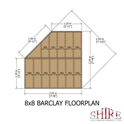Shire 8x8 Barclay Corner Summerhouse BARC0808DSL-1AA