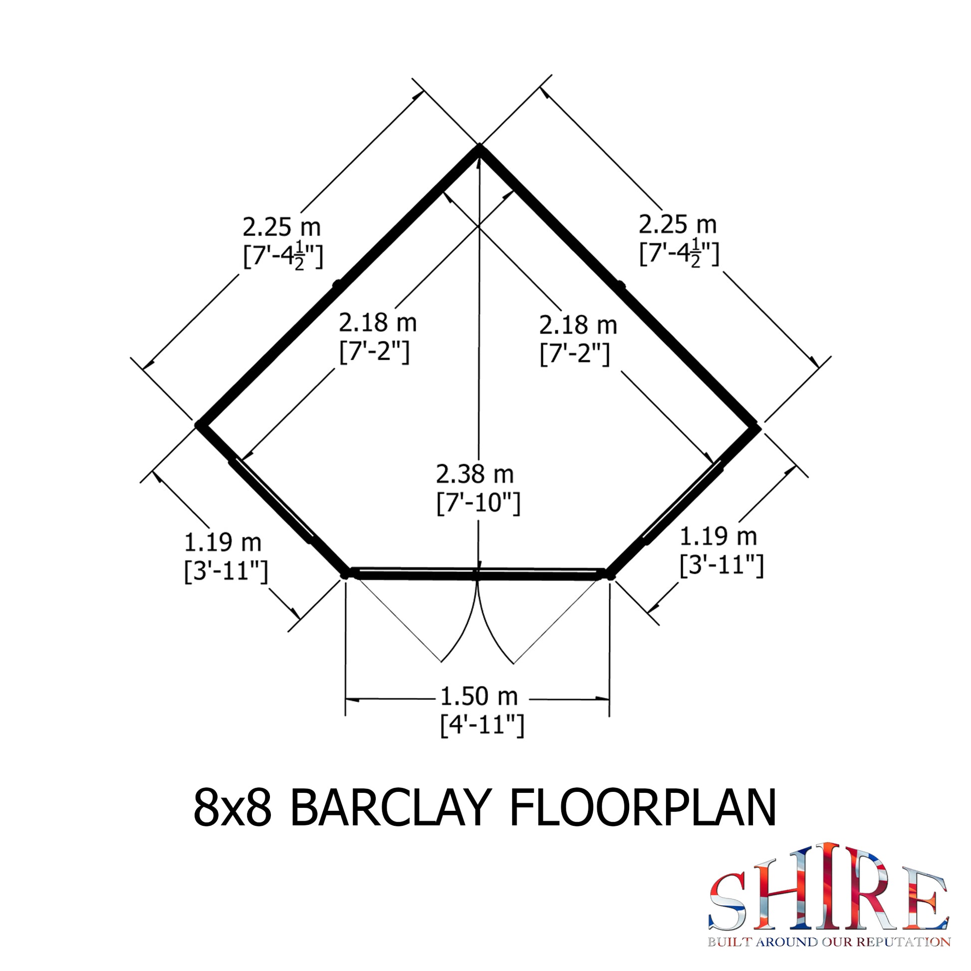 Shire 8x8 Barclay Corner Summerhouse BARC0808DSL-1AA