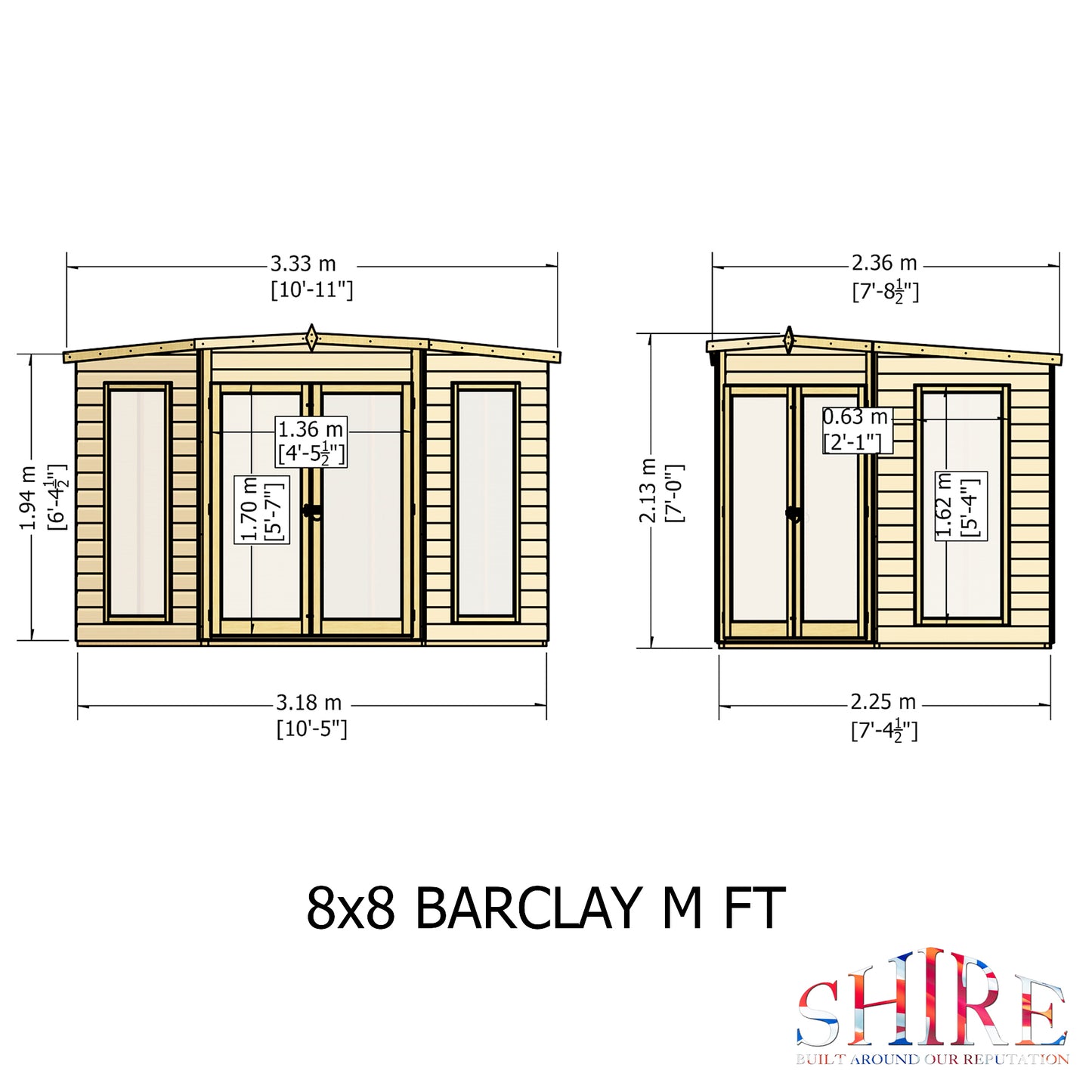 Shire 8x8 Barclay Corner Summerhouse BARC0808DSL-1AA