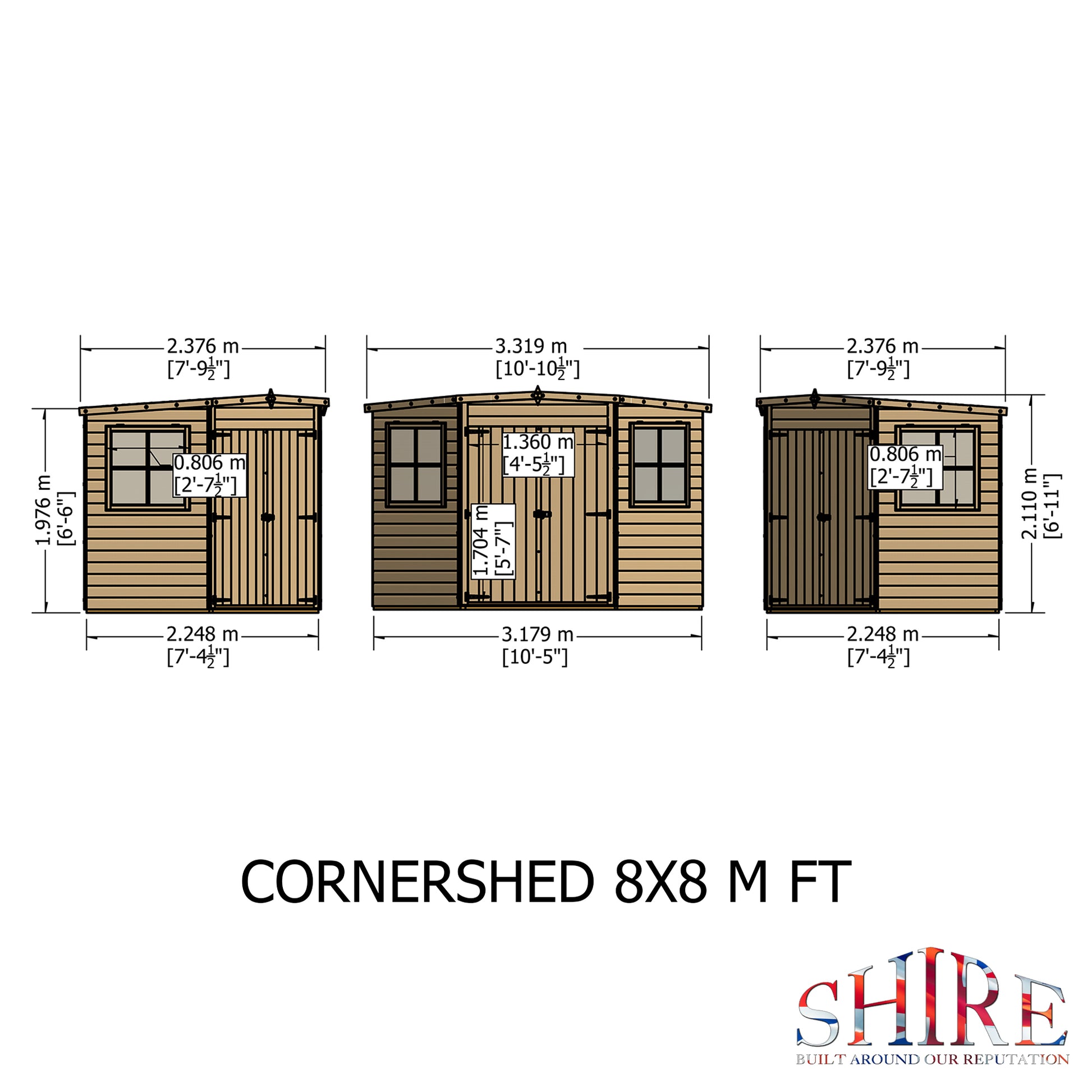 Shire 8x8 Double Door Corner Shed - Pressure Treated - CNRS0808PSL-1AA