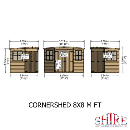 Shire 8x8 Double Door Corner Shed - Pressure Treated - CNRS0808PSL-1AA