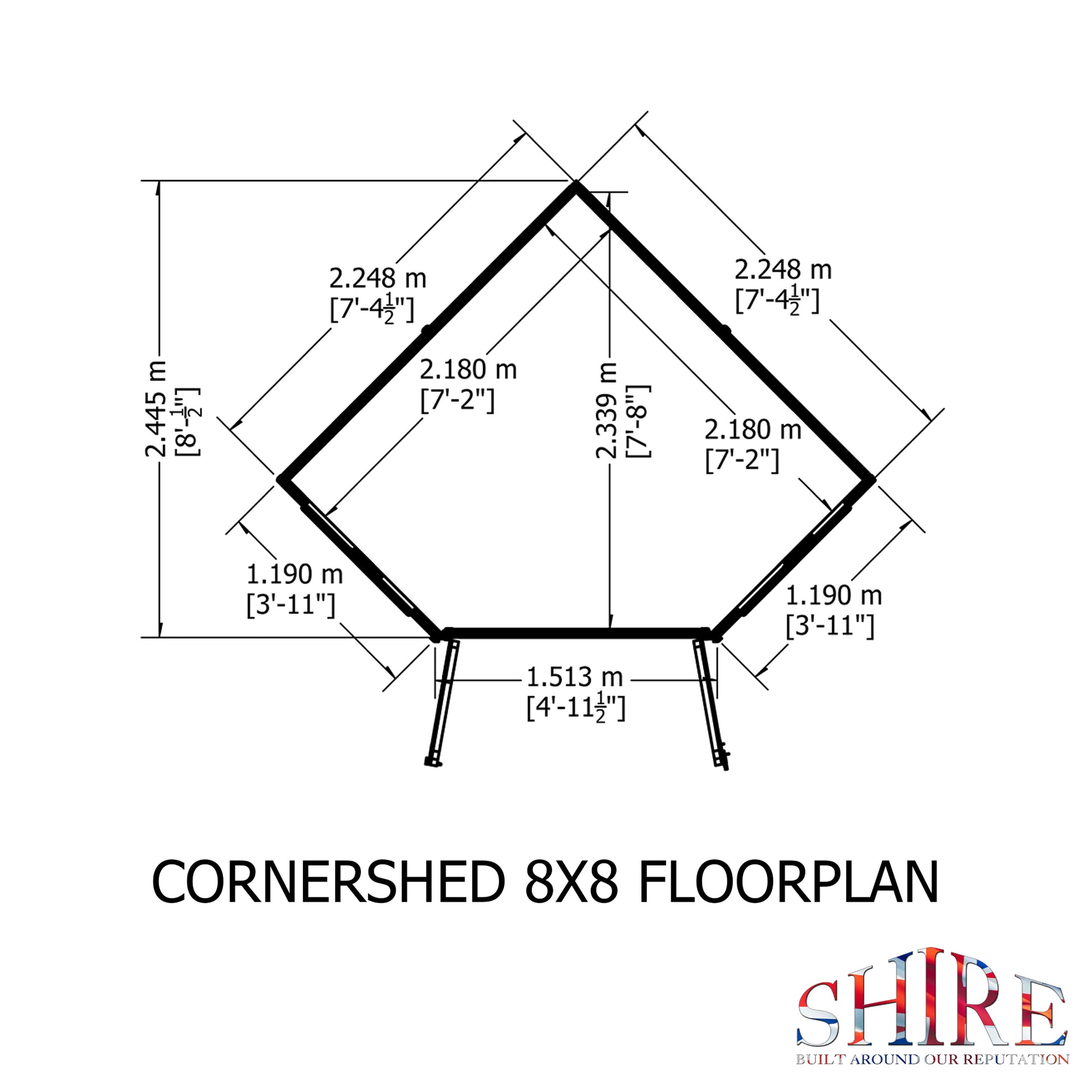 Shire 8x8 Double Door Corner Shed - Pressure Treated - CNRS0808PSL-1AA