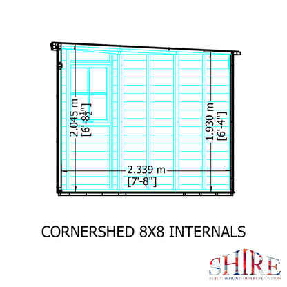 Shire 8x8 Double Door Corner Shed - Pressure Treated - CNRS0808PSL-1AA