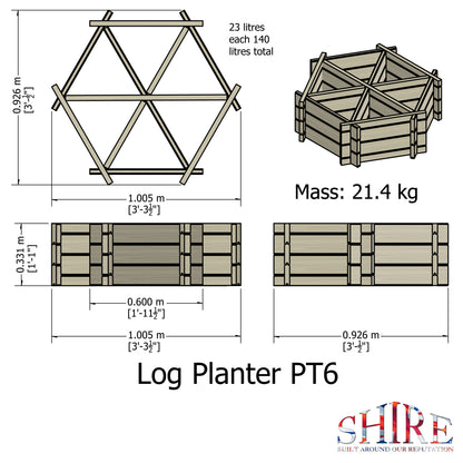 Shire Hexagonal Planter (6) HEX60505L28-1AA