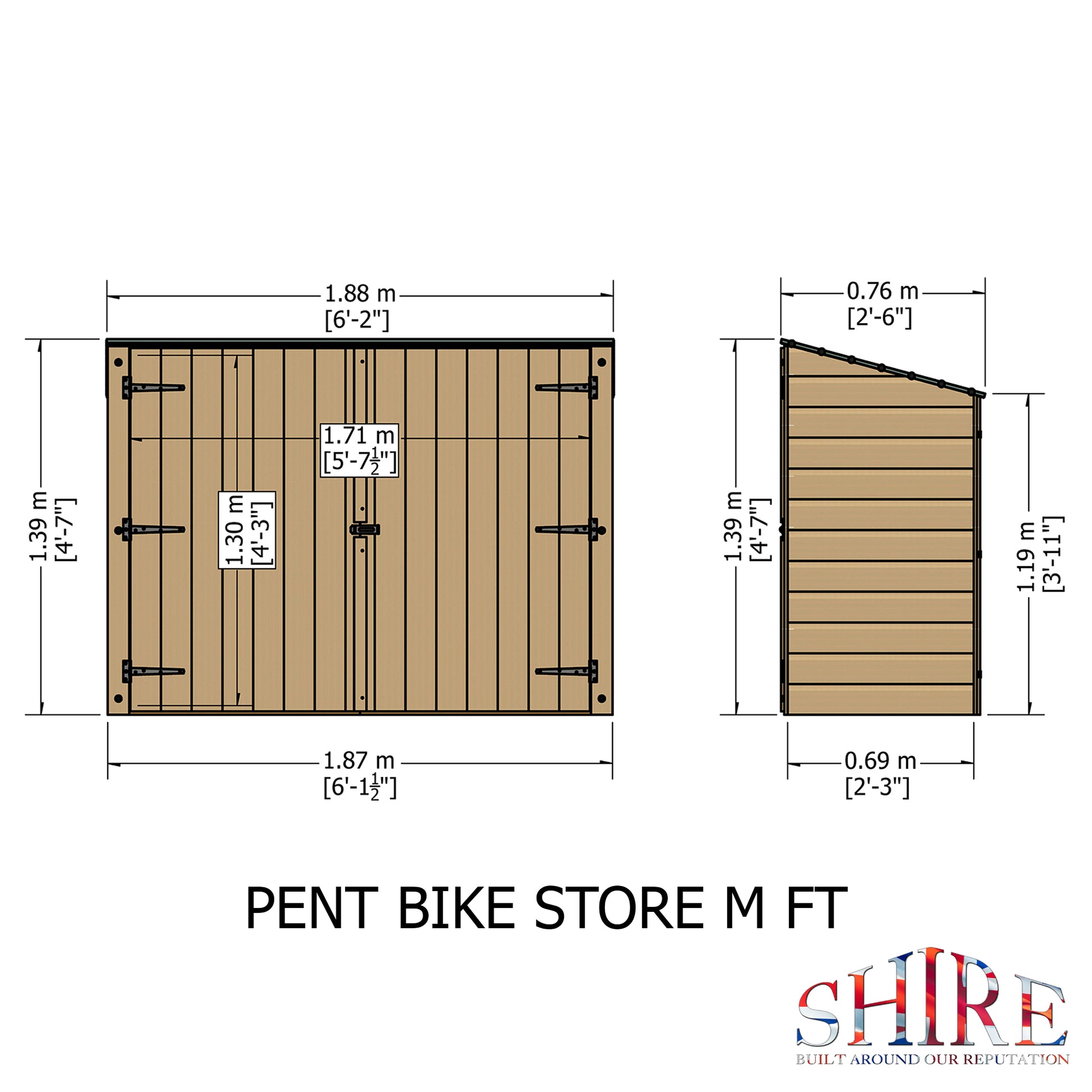 Shire Pent Shiplap Bike Store No Floor BIPT0603DSL-1AA