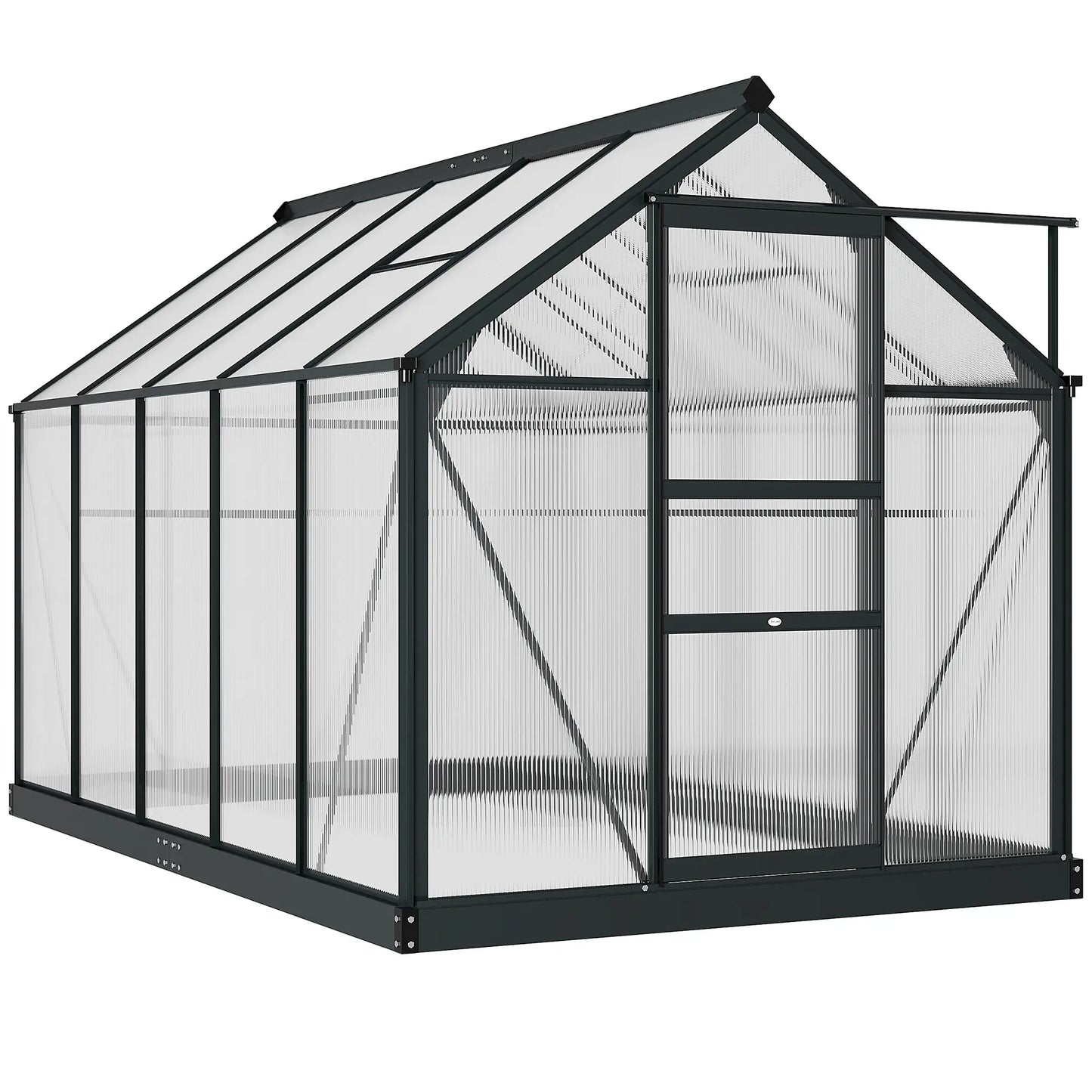 Outsunny 6 x 10 ft Polycarbonate Walk-In Greenhouse - Grey