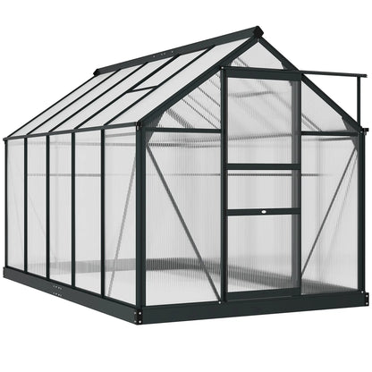 Outsunny 6 x 10 ft Polycarbonate Walk-In Greenhouse - Grey