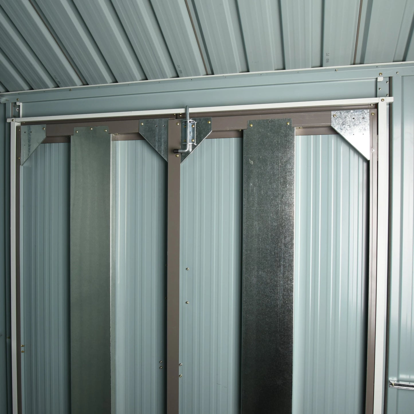 Outsunny 8 x 6ft Metal Garden Shed with Window, Air Vents & Double Doors, Grey