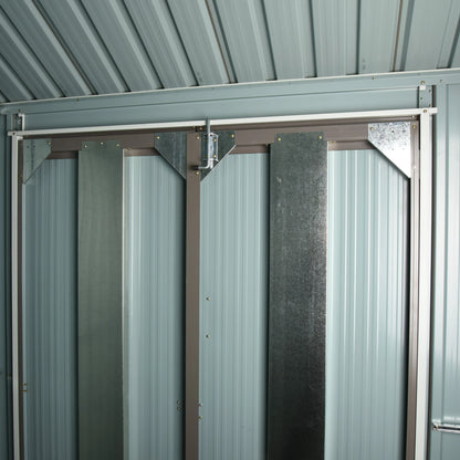 Outsunny 8 x 6ft Metal Garden Shed with Window, Air Vents & Double Doors, Grey