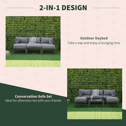 Outsunny 6 Piece Outdoor Garden Sofa Set with Coffee Table – Grey