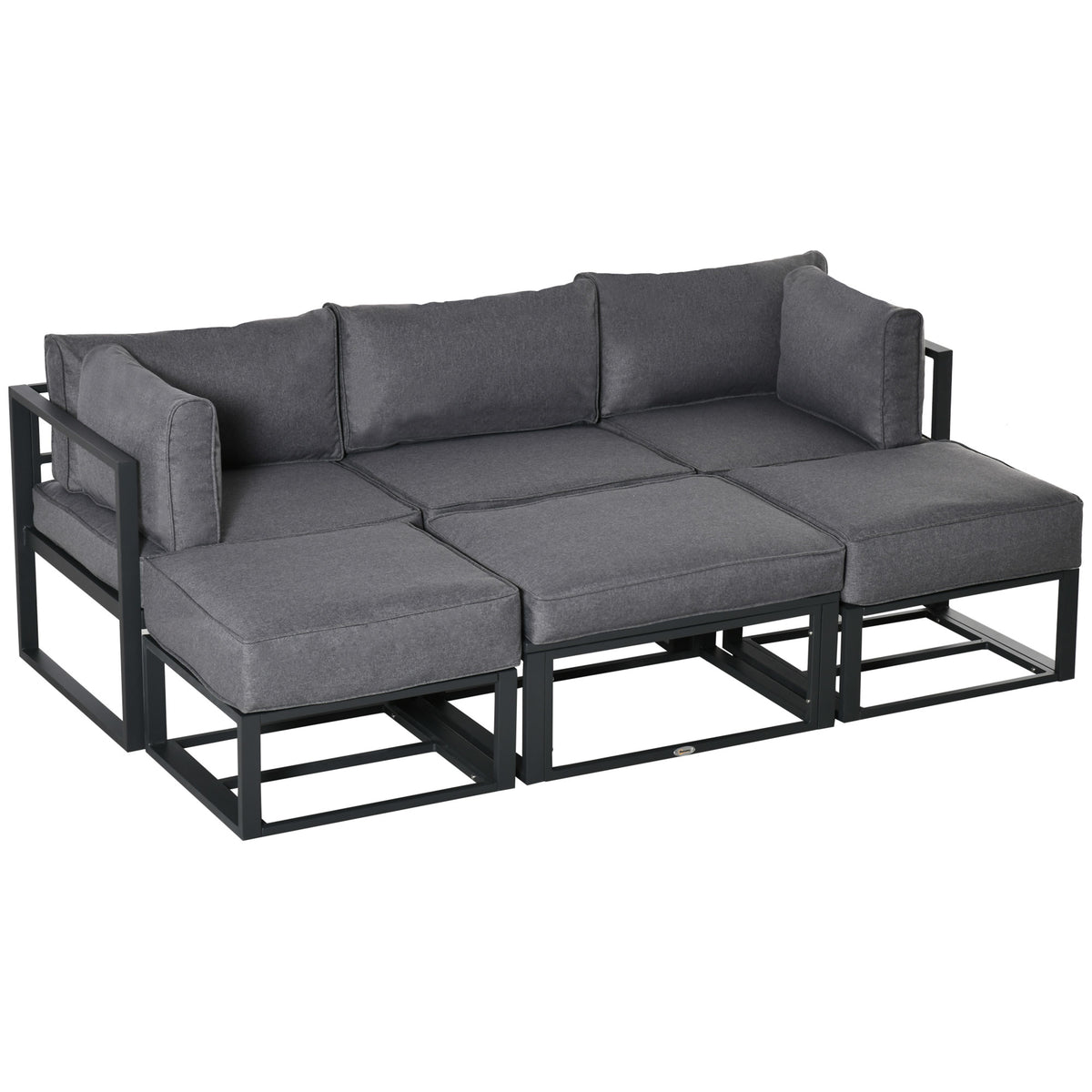 Outsunny 6 Piece Outdoor Garden Sofa Set with Coffee Table – Grey