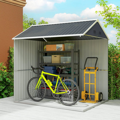 Outsunny 7 x 6ft Galvanised Garden Shed with Latch and Galvanised Steel Frame - Dark Grey