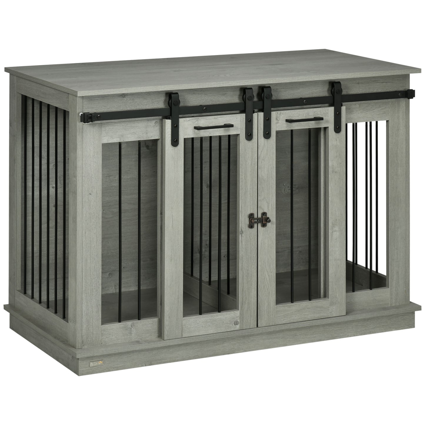 PawHut Dog Crate Furniture for Large Dogs & Small Dogs with Divider – Grey