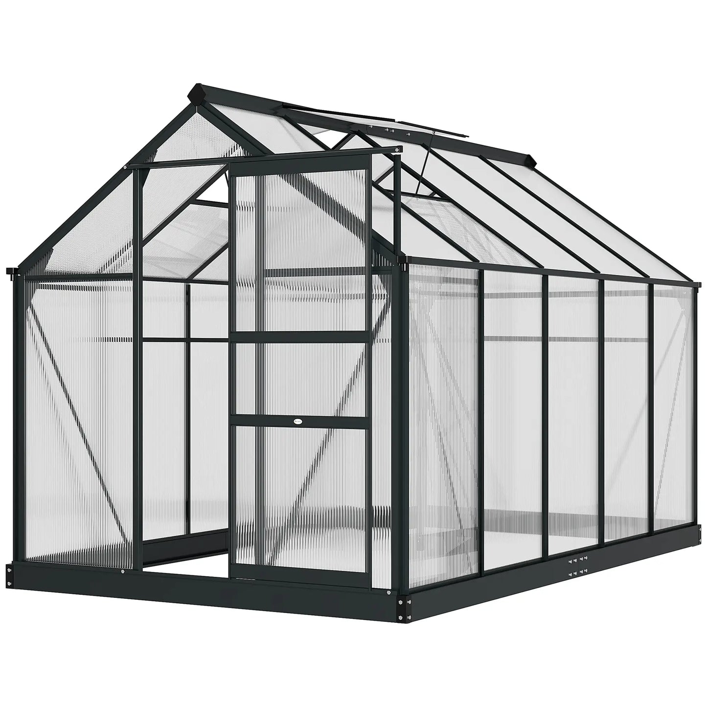 Outsunny 6 x 10 ft Polycarbonate Walk-In Greenhouse - Grey
