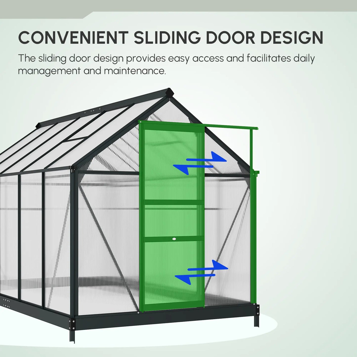 Outsunny 6 x 10 ft Polycarbonate Walk-In Greenhouse - Grey