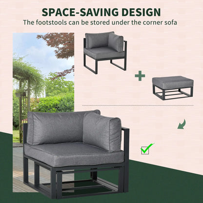 Outsunny 6 Piece Outdoor Garden Sofa Set with Coffee Table – Grey
