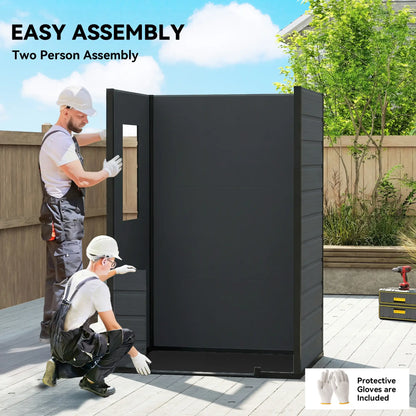 Outsunny 4 x 3ft Plastic Garden Shed with Floor, Lockable Door, Window & Vent – Dark Grey