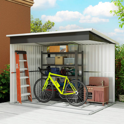 Outsunny 8.5 x 6ft Galvanised Steel Garden Storage Shed with Window & Lockable Doors, Dark Grey